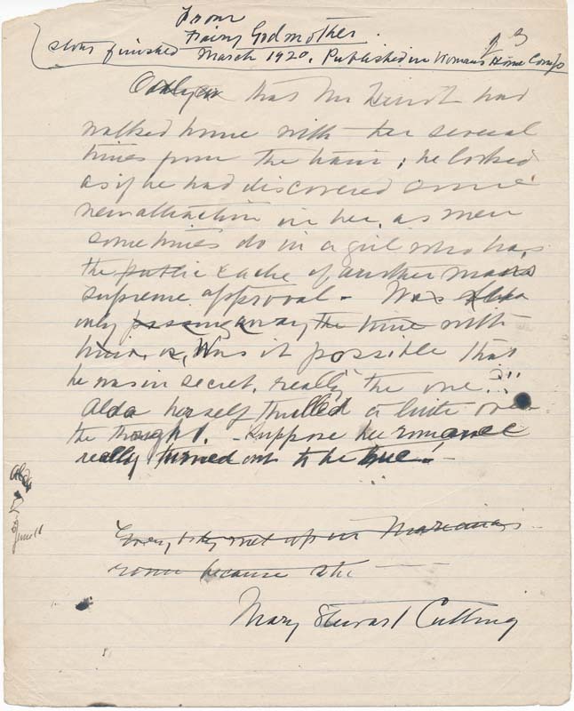 Autograph Note Signed / Autograph Manuscript Signed | Mary Stewart CUTTING